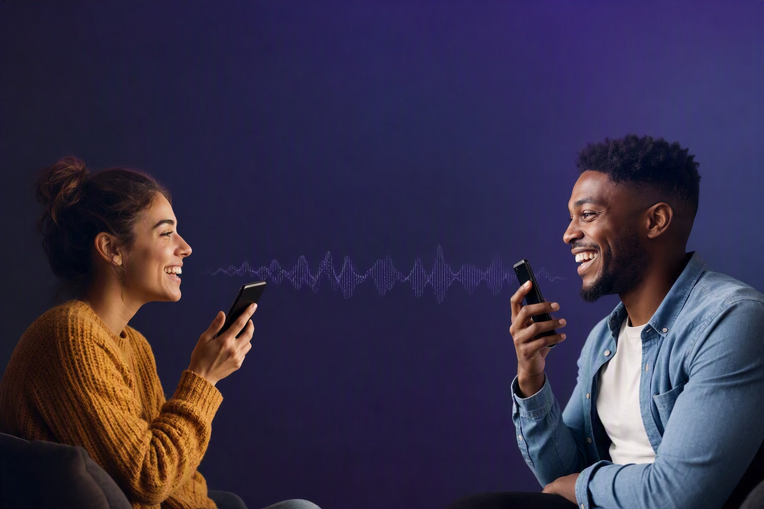 A person relaxing with headphones on, deep in a voice conversation instead of scrolling a photo feed
